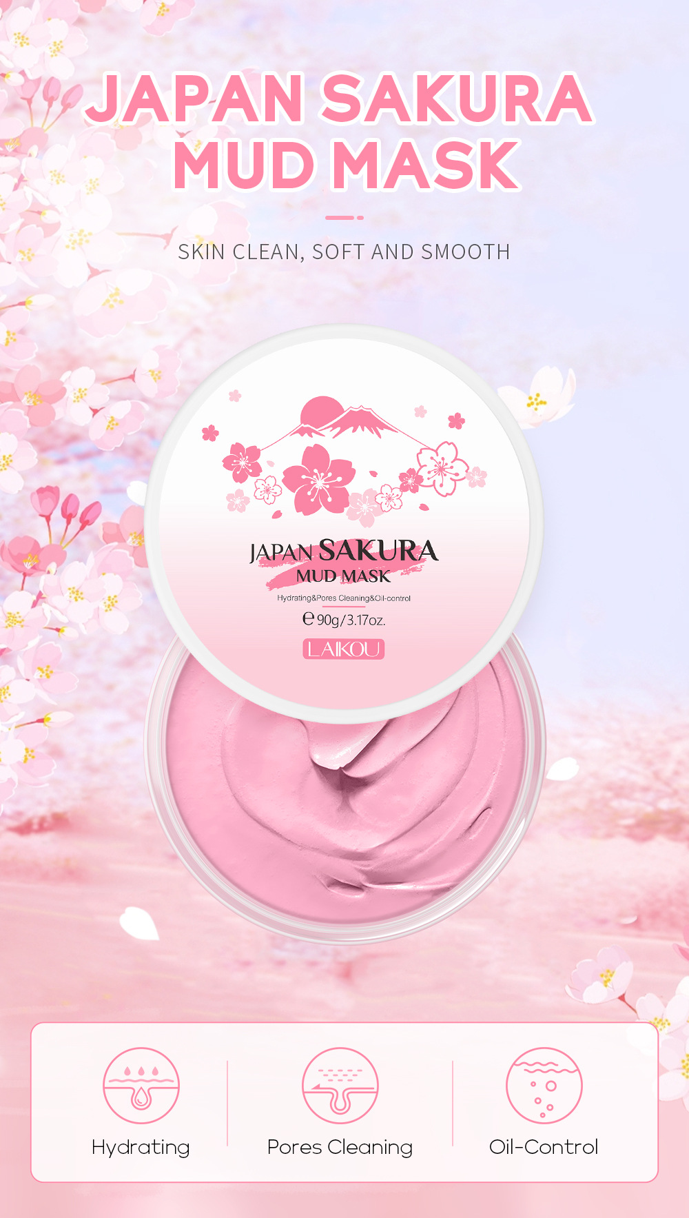 LAIKOU Sakura Clay Mask 25g/90 - Dust Mask Construction recension och pris