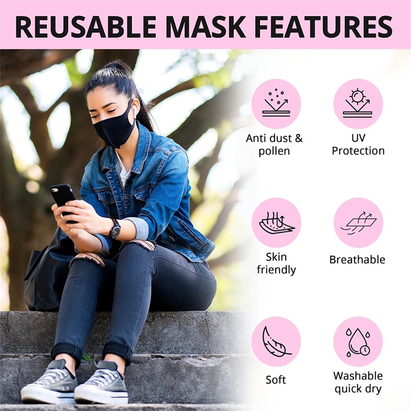 5/10PCS Fashion Solid Earloop  - Cloth Face Mask Washable recension och pris